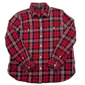 Lauren Ralph Lauren Christmas Flannel Plaid Long Sleeve Womens XL 100% Cotton